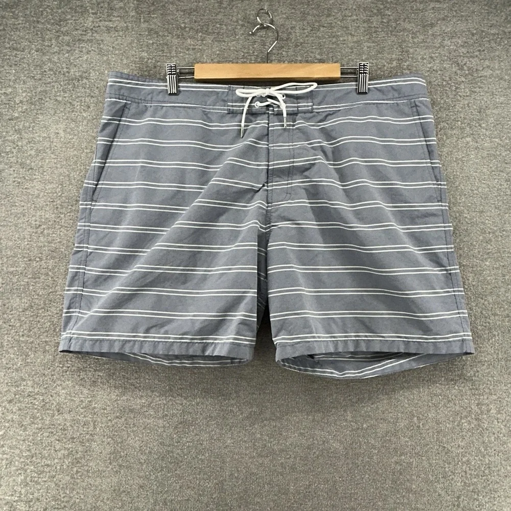 Bonobos Board Shorts Men Size 40x7 Gray Striped Beach Lined Summer Drawstrings